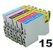 2 Full sets + 3 extra black, 801-806..... 15 compatible ink cartridges, fits epson printers R265, R285, R360, RX560, RX585, RX685, P50 PX650 PX700W PX710W PX800FW PX810FW New latest chip high capacity ink cartridges.