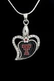 Heart Pendant Charm Medal with 18 Sterling Silver Chain Texas Tech Red Raider