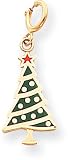 Enamel Christmas Tree Charm, 14K Yellow Gold