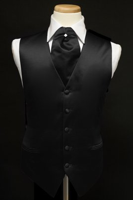 Tuxedo Vest - Solid Satin with Matching Pin Ascot