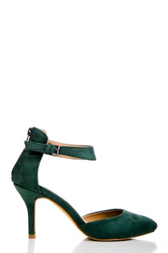 Mark  Maddux Faux Suede Ankle Strap Heels in Green