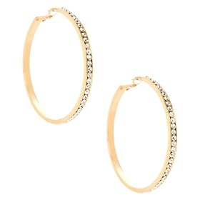 G by GUESS Large Gold Rhinestone Hoop Earrings, GOLD