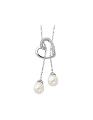 Freshwater Pearl Two Become One Lariat Necklace in Sterling Silver