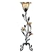 Buffet lamp bronze finish hand blown glass flower shade amber mist