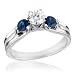 Diamond and Sapphire Engagement Ring 3/8ct