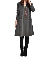 Long Sleeves Cotton/Linen  Dress