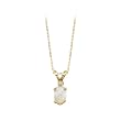 14K Yellow Gold 0.01 ct. Diamond and 6 x 4 MM Oval Shaped Opal Pendant with Chain
