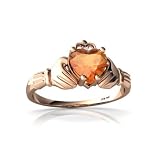 14k Rose Gold Heart Fire Opal Celtic Claddagh Ring