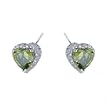 Sterling Silver Fashion Earrings with Green CZ - Heart