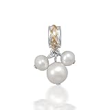 Bling Jewelry 925 Sterling Silver Pearl Dangle Charm Bead Compatible with Pandora Chamilia Troll Charm
