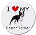 I Love My Boston Terrier Round Mouse Pad