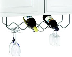 Childrens Toyshop  Kitchen & Housewares : Under Cabinet Wine and Stemware Rack (Chrome) (6 1/4"H x 22 1/4"W x 7 3/4"D)
