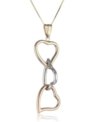 14k Tri Color Gold Pendant Necklace, 18"