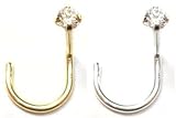 18 gauge - 14K White Gold Nose Screw with 2mm Genuine Round Diamond - High Quality