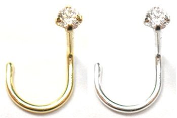 22 gauge - 14K Gold Nose Screw with 2mm Round CZ - High Quality