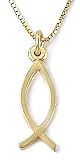 14k Yellow Gold Open Fish Pendant by Bob Siemon, 18"