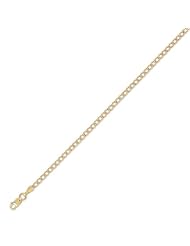 14K Solid Yellow Gold Curb Cuban DC Chain Bracelet 2.4mm (3/32 in.) - 7 in.