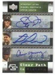 2007 Upper Deck Future Stars Clear Path to History Triple Signatures #'dMY Stephen Drew / Miguel Montero / Chris Young - Arizona Diamondbacks (Autographed Card) (Baseball Cards)