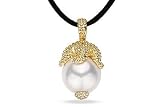 18K Gold Over Sterling Silver Starfish Claw and White Faux Pearl Pendant w/Cord