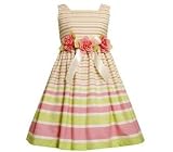 Girls Spring Dresses - Awning Stripe Linen Dress - Size 12 -R26957