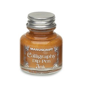 GOLD 30ML MANUSCRIPT CALLIGRAPHY DIP & QUILL PEN INK
