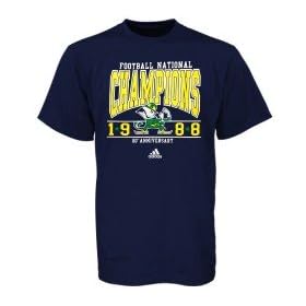 adidas Notre Dame Fighting Irish Navy Blue 1988 National Champions 20th Anniversary T-shirt