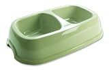 12" Plastic Twin Dog Bowl (Beige)