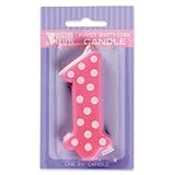Pink 1st Birthday Polka Dot Candle