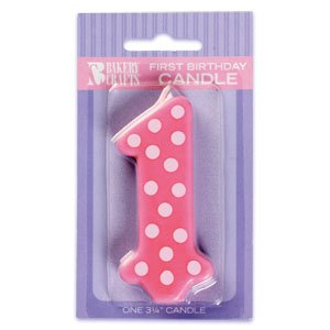 Pink 1st Birthday Polka Dot Candle