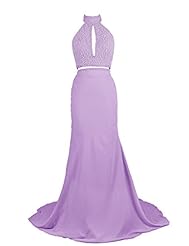 Sexy Chiffon Halter Mermaid Backless Open-Back Cutout Beaded Evening Dress/Pageant Dress/Prom Dress/Wedding Dress 