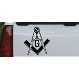 6in X 6.5in Black -- Masonic Square and Compass Car Window Wall Laptop Decal Sticker by Rad Dezigns