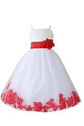 Girls Satin/Tulle Lace Spaghetti Strap Flower-Girl Dress  With a Sash 