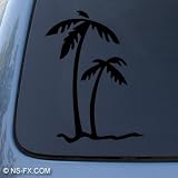 PALM TREES - Tropical Beach - Car, Truck, Notebook, Vinyl Decal Sticker #1027 | Vinyl Color: Black