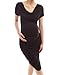 PattyBoutik Mama Stylish Cowl Neck Short Sleeve Ruched Sides Stretch Maternity Dress
