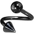Black Anodized Titanium Spiral Twister Ball-Cone Belly Ring