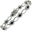 Sterling Silver Simulated Sapphire and Diamond Marquise Bracelet