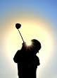 Silhouette of Teen Girl Swinging a Golf Club - 18"H x 13"W - Peel and Stick Wall Decal by Wallmonkeys