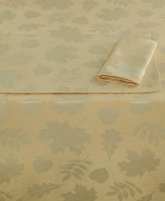Homewear Harvest Berkshire Leaves Collection Polyester Ivory 60" x 104" Oblong Tablecloth