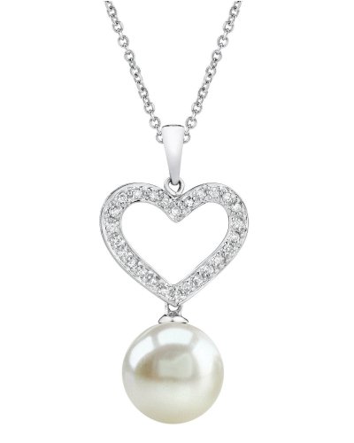 31ZzlweIu0L 10mm Heart Shaped White Pearl Pendant in 18K Gold