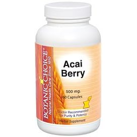 Botanic Choice's Acai Berry Extract-5:1 Potency- Powerful Antioxidanr- 500 Mg /Capsule /60 Caps/ Bottle