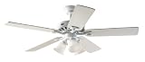 Hunter 23483 Newport Three-Light 52-Inch Five Blade Ceiling Fan, White with Globes