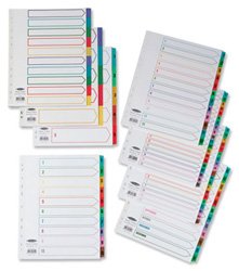 Concord Punched Pocket Dividers Plastic Multicolour-tabbed 10-Part Extra Wide A4 White Ref 66199
