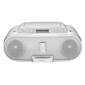 Sony Boombox with CD Player, AM FM Radio, and iPod Dock (White) by Sony