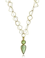 Julieli "Metaform" Green Tourmaline 18k Gold Chain Diamond Pendant Necklace