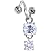 Crystalline Gem Dual Round Solitaire Spiral Twister Belly Ring
