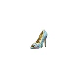 418-Tori Ellie Shoes Baby Blue Satin Floral Print Size: 10