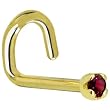 Solid 18KT Yellow Gold 1.5mm Genuine Red Diamond Left Nostril Screw - 18 Gauge