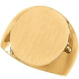 10K Yellow Gold Men's Solid Signet Ring With Brush Finished Top