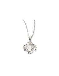 Sterling Silver Micro Pave Clover Pendant Necklace
