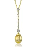 Golden South Sea Pearl & Diamond Rain Pendant in 18K Gold